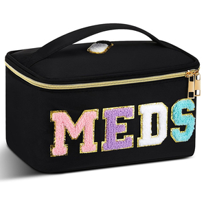 Bolsa de viaje transparente impermeable con cremallera para cosméticos y artículos de aseo, portátil, de hombro, para verano, con letras de chenilla, para medicamentos. - Product Image 1