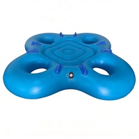 Tube gonflable trèfle à quatre feuilles en PVC bleu pour 4 personnes, design tendance, pour parc aquatique