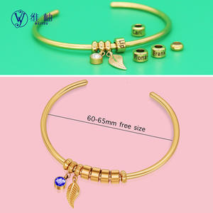 Dropshipping Shopify POD Product 12 Colors Birthstone Bangle Engraved Name Zodiac Adjustable Bracelet Personalized <b>Gift</b> - Product Image 3