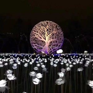 Escultura de Árbol Metálica Moderna SENZHAO, Instalación Artística Circular para Exteriores con Tema Floral, Decoración para el Hogar - Product Image 1