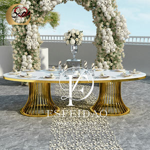 Mesa de Comedor Ovalada de Lujo Moderna con Tapa de MDF y Hierro para 12 Personas, para Uso en Hoteles y Exteriores - Product Image 1