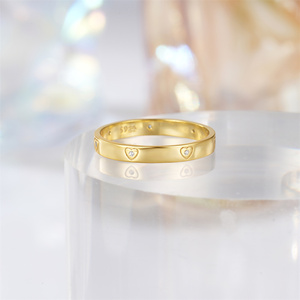 CANNER Wholesale Custom 18K Gold Plated 925 Sterling <b>Silver</b> Zircon Heart Design Couple Love <b>Ring</b> for Women <b>Men</b> - Product Image 2