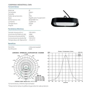 100W UFO per LED lampada industriale alta baia con 5000K CCT per magazzino fabbrica stadio esterno parcheggio giardino IP65 plastica B - Product Image 5