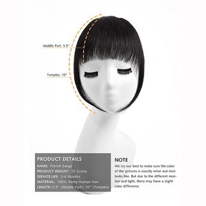 <span class=keywords><strong>Frange</strong></span> Clipsée en <span class=keywords><strong>Cheveux</strong></span> Humains Naturels Noués à la Main pour Filles, Convient à Toutes les Formes de Visage et Donne un Aspect Jeune - Product Image 6