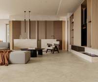 Baldosa de Porcelana Grande de 600x1200mm, Color Beige, Imitación Piedra, Acabado Mate, Anti-Rayones, Antideslizante, para Pisos de Sala de Estar