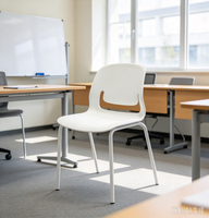Chaise de formation, de bureau, scolaire, de conférence et de séminaire en acier et plastique, monobloc moulé, à dossier creux, finition poudrée
