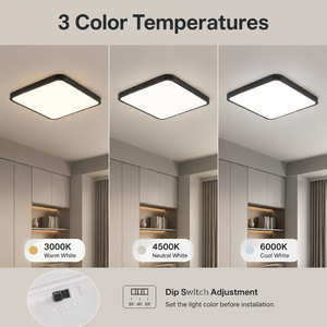 โคมไฟเพดาน LED ทรงสี่เหลี่ยมทันสมัย แผงอะคริลิกติดพื้นผิว สามสี 55 วัตต์ สำหรับห้องนั่งเล่น ห้องนอน สำนักงานในร่ม - Product Image 3