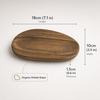 Plateau ovale en bois d'acacia, plateau de service en bois avec rainure peu profonde pour la décoration de table