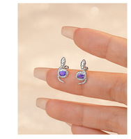 Boucles d'oreilles en argent Sterling 925, serpent violet, zircone cubique, bijoux fins élégants, cadeau pour femmes et filles