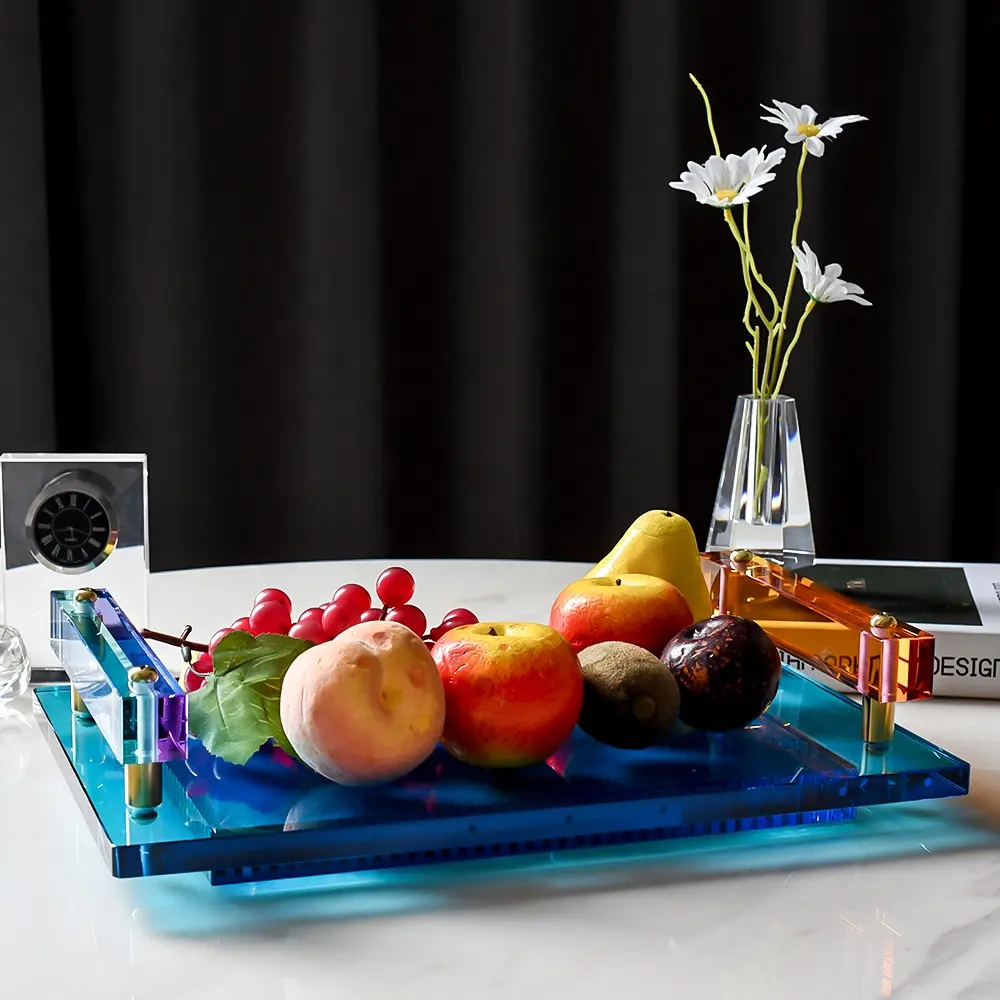 China Groothandel Hete Verkoop Luxe Kristal Handgemaakte Ambachten Fruit Dienblad Droge Dienblad Huisdecoratie
