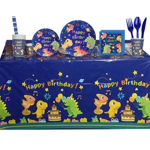 Three Little Dinosaurs brand blue party table decoration birthday decoration set disposable tableware set for children birthday