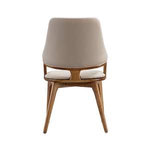 DISHI Italian Modern Leather Dining Chair Curved Backrest Nordic Solid Wood <b>Stool</b> Convertible for Balcony Leisure Furniture - Product Image 5