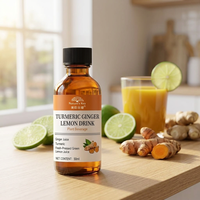 Boisson liquide orale au curcuma, gingembre et citron, boisson végétale en bouteille de 50 ml pour usage quotidien adulte