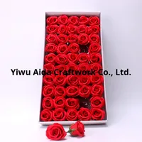 Bunga Sabun Mawar Realistis 4 Lapis Berpinggiran Melengkung, Alas Bunga Modern untuk Buket Grosir, Bahan Bunga Sabun Hari Valentine, Laris Manis