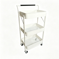 Chariot de rangement pliable Joyings sans installation, avec 3 paniers en métal grillagé et chariot utilitaire à roulettes pour la maison et le bureau