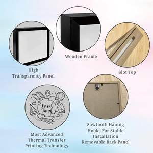 Boîte à souvenirs en bois 8x8, cadre pour boîte à souvenirs, boîte à monnaie pour fonds <span class=keywords><strong>de</strong></span> voyage, boîte à billets, boîte à souvenirs, tirelire - Product Image 3