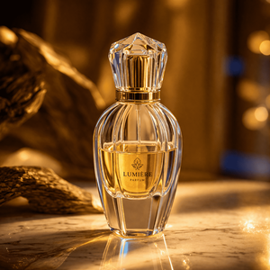 Custom Brand Logo Premium Empty Glass Spray Press Gold Lid 50ml 100ml Refillable Perfume <b>Bottle</b> - Product Image 1