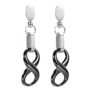 Boucles d'oreilles en acier inoxydable et céramique, pendentif infini de 40 mm, design géométrique pour femmes - Product Image 3