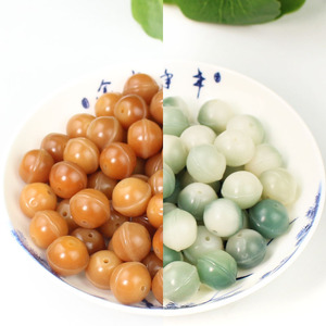 ลูกปัดเมล็ดโพธิ์ขนาด 11-13 มม. สีเหลืองเขียวขุ่น สำหรับทำสร้อยข้อมือ จี้ห้อยประดับ วัสดุทำเครื่องประดับ DIY - Product Image 1