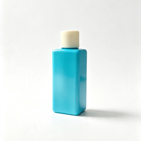 Bouteille en plastique PET carrée cyan brillante de 60 ml avec bouchon à clapet blanc pour le voyage, shampoing, lotion, emballage de liquides cosmétiques