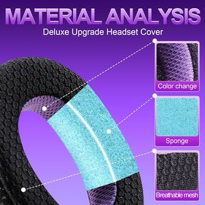 Coussinets d'oreille de remplacement en maille respirante Jomwag, mousse à mémoire de forme, simili cuir pour WH-1000XM2/MDR-1000X - Coussinets d'oreille confortables noir/violet - Product Image 3