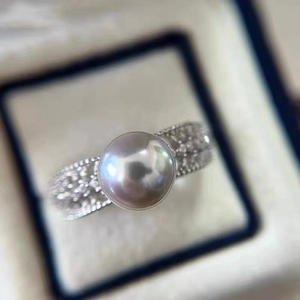 Support de bague en argent S925, accessoires DIY pour perles, bijoux de mode ronds plats de 10-12 mm 10482 - Product Image 3