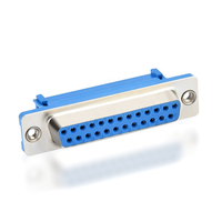 Connecteur femelle D-SUB KinKuo DB25 IDC, boîtier en plastique bleu, contact plaqué or, type à sertissage rapide pour assemblage de câble série
