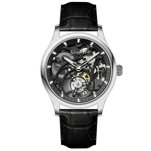 Business Casual Luxury Men's Skeleton Tourbillon Mechanical Watch Scratch-Resistant Sapphire <b>Crystal</b> <b>Top</b>-Grain Leather Strap 50m - Product Image 4
