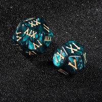 Jeu de dés polyédriques 20 faces en acrylique tourbillonnant turquoise, 7 pièces (D4, D6, D8, D10, D20) avec chiffres romains, pour jeux de société et D&D RPG