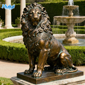 Büyük ölçekli dökme bakır hayvan heykeller açık bahçe metal el sanatları bronz aslan heykeller - Product Image 4