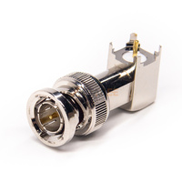 Conector BNC Macho de Ángulo Recto para Montaje en PCB, Conector BNC Macho de Ángulo Recto de Orificio Pasante de 50 Ohmios