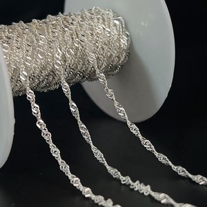 Cadena de Cuerda de Plata de Ley <span class=keywords><strong>925</strong></span> a Granel para Fabricación de Joyería Collar Pulsera - Product Image 1