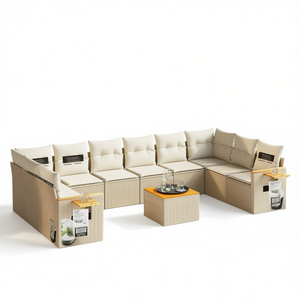Modular Beige PE <b>Rattan</b> Garden <b>Sofa</b> Set Outdoor Furniture Comfortable Contemporary Design - Product Image 1