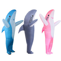 Costume gonflable au design de requin unique et mignon, idéal pour Halloween et Noël, accessoires de déguisement gonflables