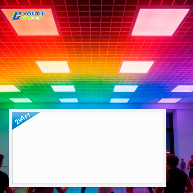 ETL DLC Premium Indoor Square 2x4FT LED Flat Panel Light Wifi Control RGBCW Smart LED Panel Light for Commercial Bar