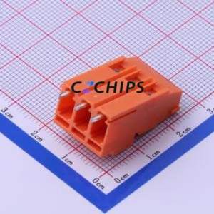 DB128H-5.08-3P-OG-S Screw Terminal Block Through hole Component (THT),P=5.08mm Connector 1x3P 5.08mm Orange Through Hole - Product Image 2