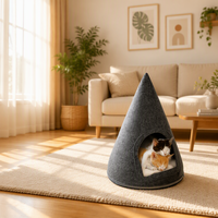 Tente en feutre conique pour chat, vente en gros, abri intérieur pour animaux de compagnie, cachette confortable pour chats, grotte de repos avec entrée