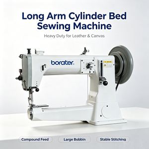 Borater B-441 Nueva Máquina de Coser de Alta Velocidad de Una Sola Aguja, de Servicio Pesado, con Múltiples Alimentaciones, Puntada Recta, Brazo Cilíndrico y Base de Hierro - Product Image 1