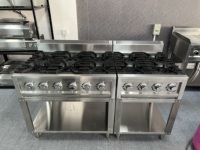 Peralatan Memasak Gas Komersial Tugas Berat 4-Tungku 2-Cincin Kompor Api Terbuka dengan Sistem Keamanan Terintegrasi