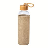 Botella de Agua Reutilizable Ecológica de Vidrio Borosilicato de 500 ml, Libre de BPA, Apta para Lavavajillas, con Tapa de Bambú y Funda de Yute, Unisex