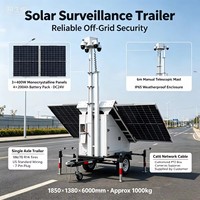 Remorque de surveillance solaire standard américaine avec mât manuel de 6 m, batteries de 9,6 kWh, panneaux solaires de 1200 W pour la sécurité des sites temporaires