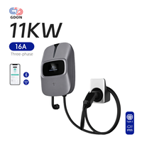 Cargador de Vehículos Eléctricos GDON Estándar Europeo de 11 kW y 16 A, Tipo 2, Trifásico, Montado en Pared, Estación de Carga EVSE Inteligente con Pantalla LCD de 4,3 Pulgadas