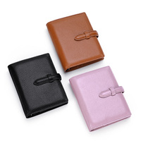 Carnet de notes A7 en cuir véritable avec porte-billets, en cuir de vachette pleine fleur grain litchi, agenda, 14,5x12x2,5cm, 207g