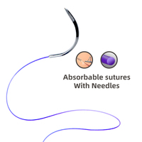Sutures jetables vétérinaires de haute qualité, fil de suture chirurgical absorbable stérile en PDO (polydioxanone) pour animaux de compagnie avec aiguille