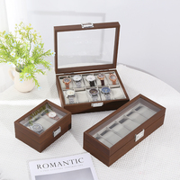 Organisateur de montres rétro en bois de noyer, boîte de rangement et de présentation à 3/6/10/12 emplacements, fenêtre transparente, logo personnalisé, couleur, emballage OEM/ODM