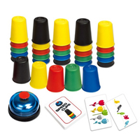 Quick Cups Games, jeu de table interactif éducatif en plastique pour enfants avec 24 cartes illustrées et 30 gobelets