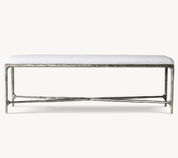 Banc de bout de lit moderne de style américain de luxe avec base en métal et revêtement en tissu
