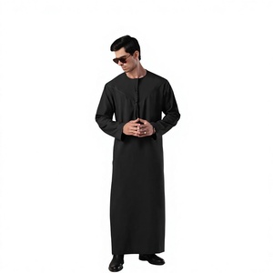 <b>Men's</b> Black Long Sleeve <b>Thobe</b> Custom Design <b>Men's</b> <b>Thobe</b> Wholesale Muslim Robe Private Label Supplier High Quality <b>Men's</b> <b>Thobe</b> - Product Image 1