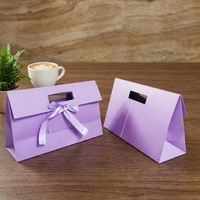 Coffret de bijoux biodégradable de luxe violet avec sacs d'emballage assortis, ruban en satin, nœud et logo personnalisé pour bague, collier, coffret cadeau