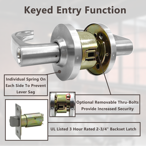 Oem Heavy Duty cửa phần cứng Lớp <span class=keywords><strong>2</strong></span> thương mại hình trụ cửa đòn bẩy xử lý, SATIN CHROME kết thúc Cửa Khóa ul chứng nhận - Product Image 3